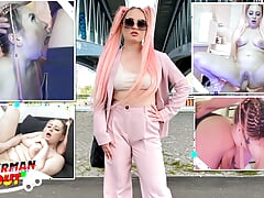 GERMAN SCOUT - Pink Hair Teen Maria Gail with Saggy Tits at Rough Anal Sex Casting