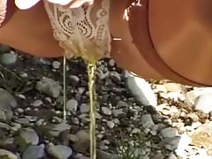 Peeing Thru Lace Panties Outside Debilitating Stockings