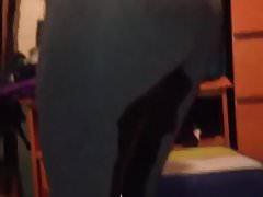 Peeing in my tight black pants 2
