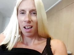 Naughty secretary pees on the floor of the post toilet
