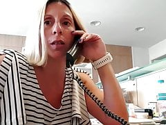 Naughty secretary pees in the post - then work continues